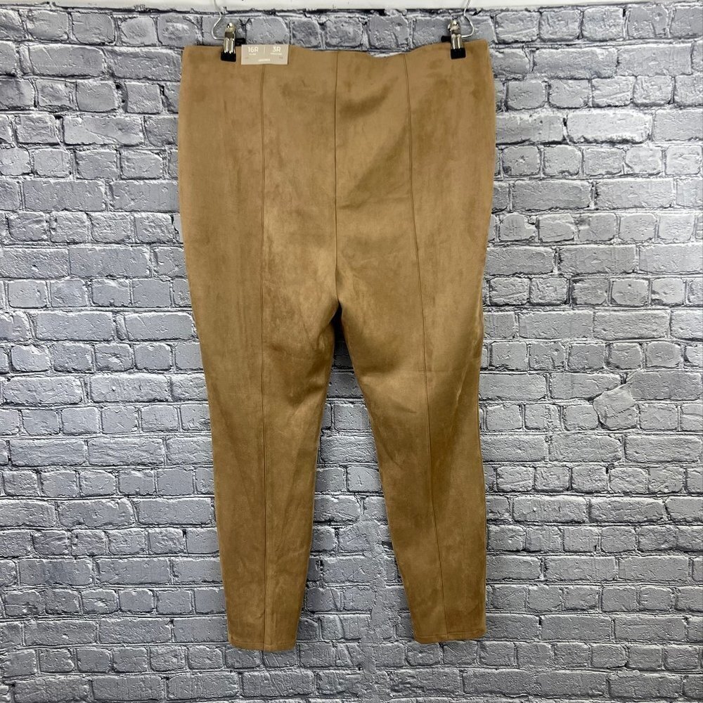 Chico's Vegan Suede Legging Pant Basic Dusty Cedar 3R 16R NWT - Picture 2 of 8